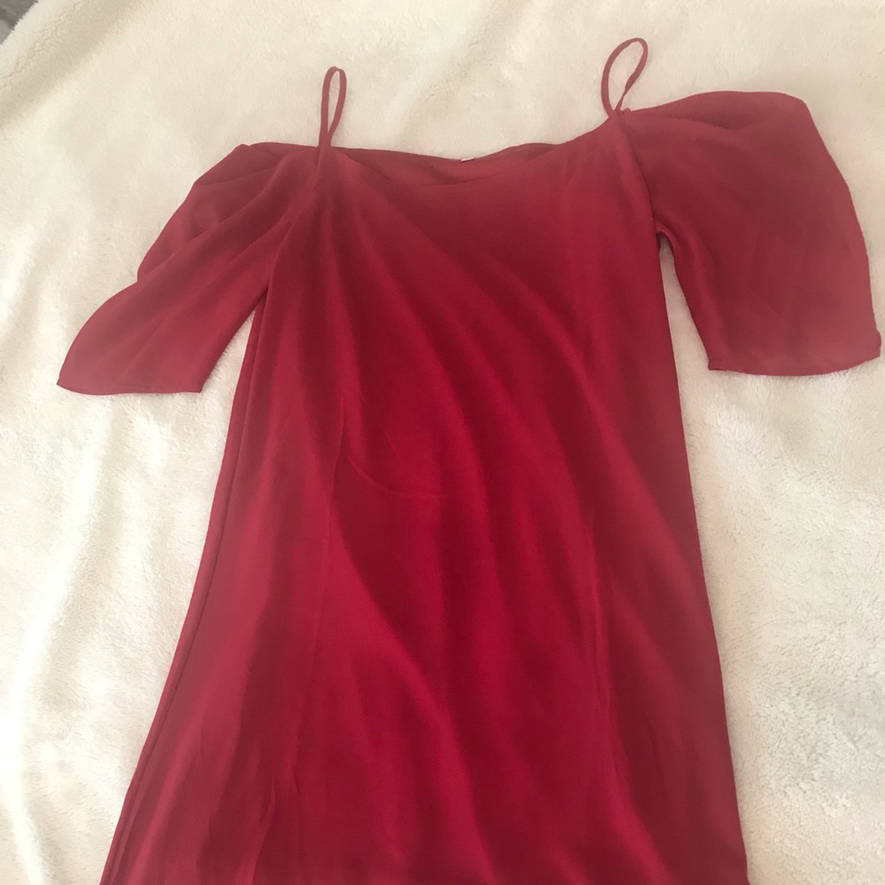 Cold shoulder red dress